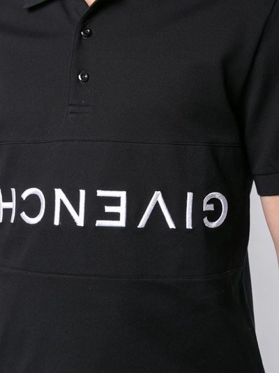 Shop Givenchy Embroidered Upside Down Logo Polo Shirt In Black