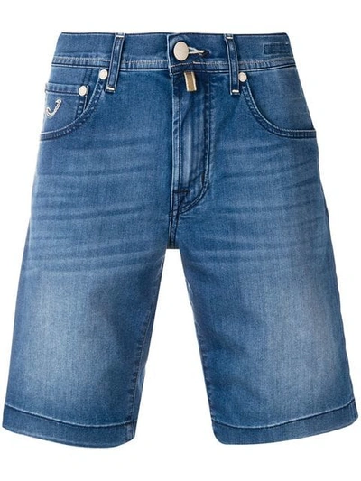 Shop Jacob Cohen Knee Length Denim Shorts - Blue