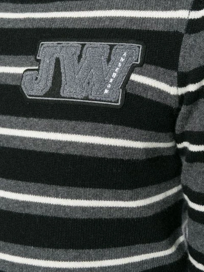 Shop Jw Anderson Striped Crew Neck Jumper In Black