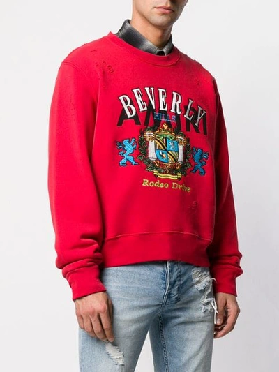 Shop Amiri Beverly Hills Crew Neck Sweatshirt In Red