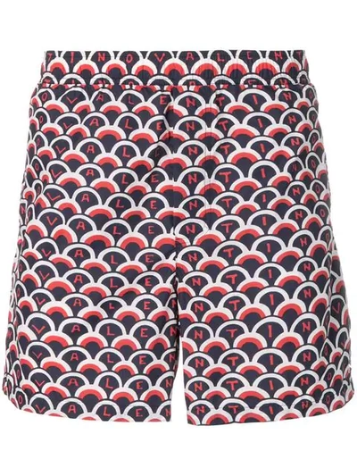 Shop Valentino Logo-print Swim Shorts In Blue