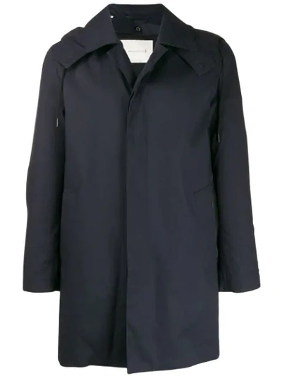 Shop Mackintosh Dunoon Hood Raintec Short Coat In Blue