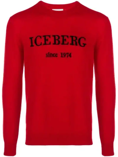 Shop Iceberg Cashmere Logo Sweater - Red