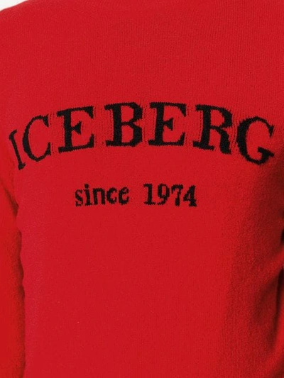 Shop Iceberg Cashmere Logo Sweater - Red