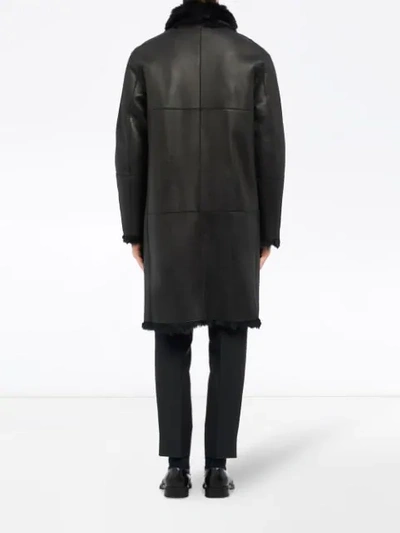 Shop Prada Reversible Single Breasted Coat In F0002 Black