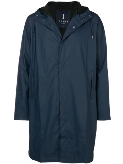 Shop Rains Waterproof Hooded Coat - Blue
