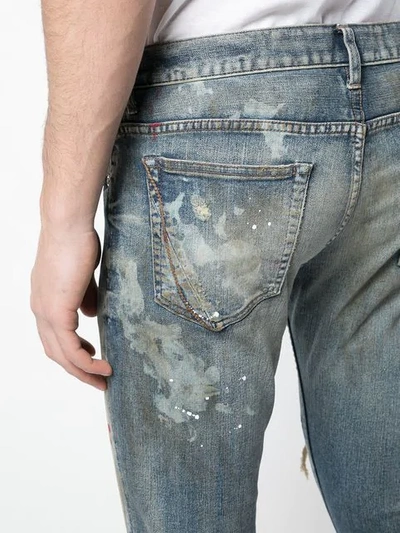 Shop Fagassent Dirty Distressed Skinny Jeans In Blue