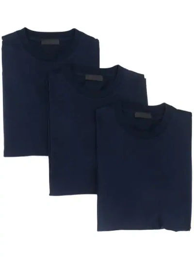 Shop Prada Pack Of Three T-shirts In Blue
