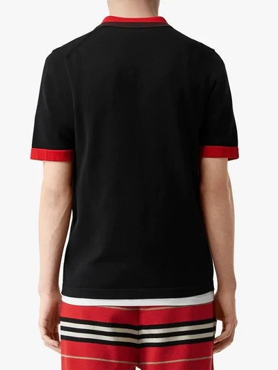 Shop Burberry Monogram Motif Tipped Cotton Polo Shirt In Black