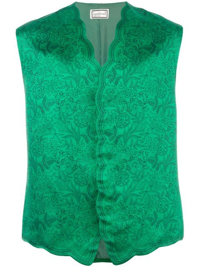 Pre-owned Versace Floral Print Vest In Green