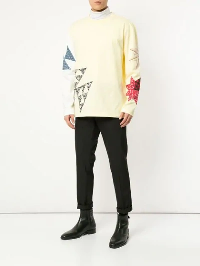 Shop Calvin Klein 205w39nyc Patchwork Crew Neck Sweatshirt In Yellow