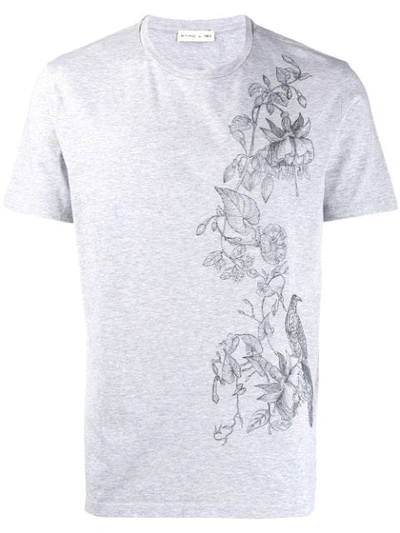 Shop Etro Floral-print T-shirt In Grey