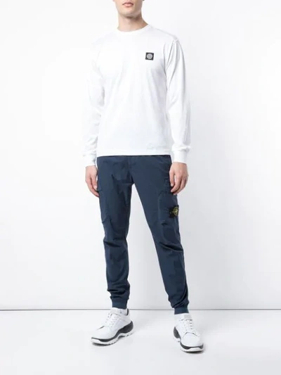 Shop Stone Island Logo Track Trousers In Blue