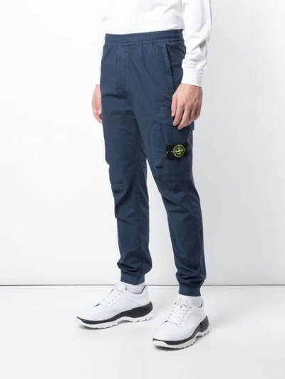 Shop Stone Island Logo Track Trousers In Blue