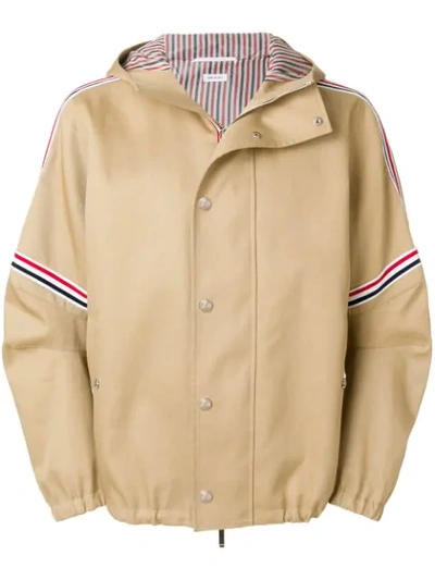 Shop Thom Browne Oversized Mackintosh Jacket - Neutrals
