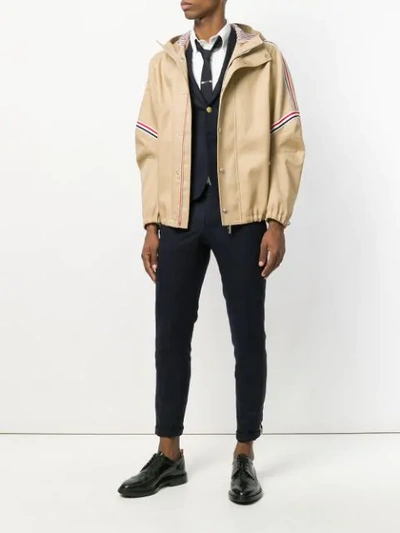Shop Thom Browne Oversized Mackintosh Jacket - Neutrals