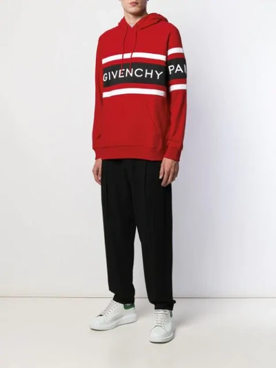 GIVENCHY PRINTED LOGO HOODIE - 红色