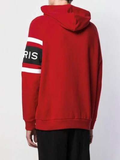 Shop Givenchy Embroidered Logo Hoodie In 606 Red/black