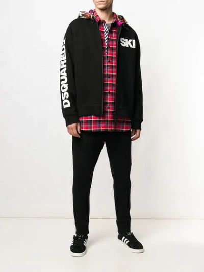 Shop Dsquared2 Hooded Sports Jacket In Black
