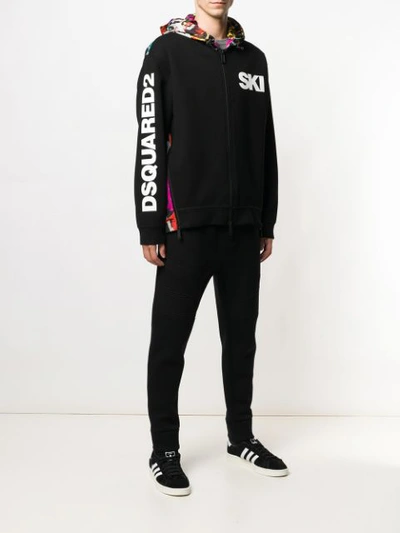 Shop Dsquared2 Hooded Sports Jacket In Black