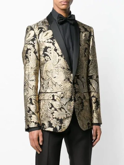 Shop Dolce & Gabbana Jacquard Button Blazer In Gold