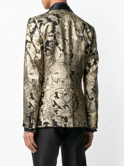 Shop Dolce & Gabbana Jacquard Button Blazer In Gold