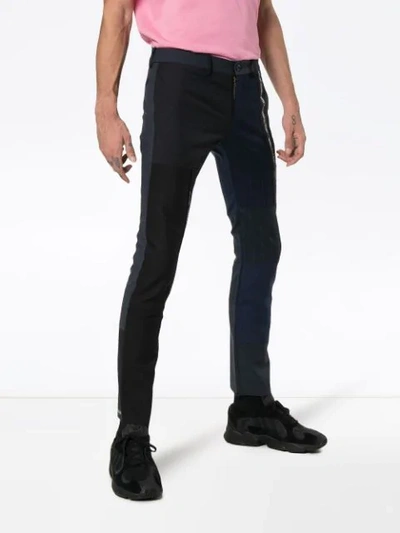 Shop Children Of The Discordance Patchwork Tapered Trousers In Blue