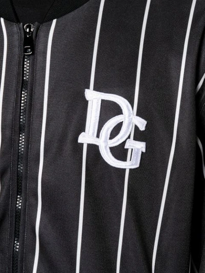 Shop Dolce & Gabbana Striped Logo Bomber Jacket - Black