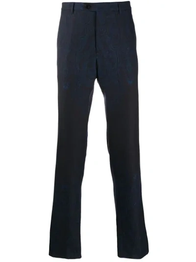 Shop Etro Paisley-print Trousers In Blue