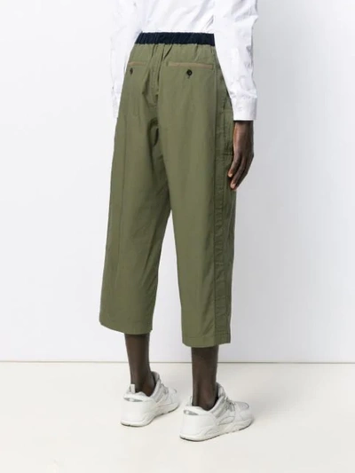 Shop Sacai Fatigue Cropped Trousers In Green