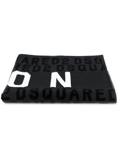 Shop Dsquared2 Icon Print Beach Towel In Black