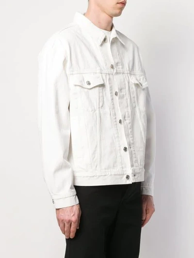 Shop Balenciaga Logo Denim Jacket In White