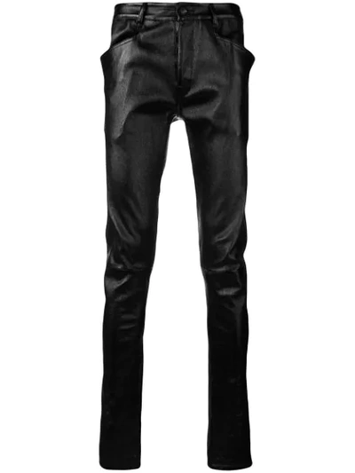 Shop Rick Owens Skinny Leather Trousers In Black