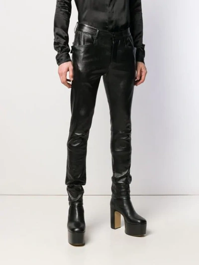Shop Rick Owens Skinny Leather Trousers In Black