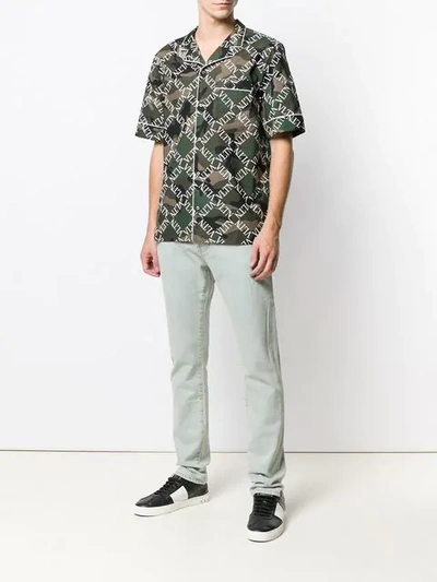 Shop Valentino Vltn Piped Camouflage Shirt In Green