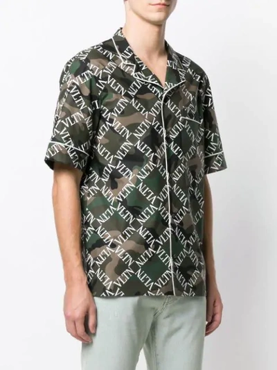 Shop Valentino Vltn Piped Camouflage Shirt In Green