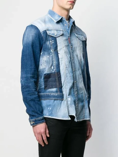 Shop Dsquared2 Hybrid Denim Shirt In Blue