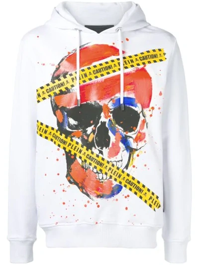 Shop Philipp Plein Skull Print Hoodie In White