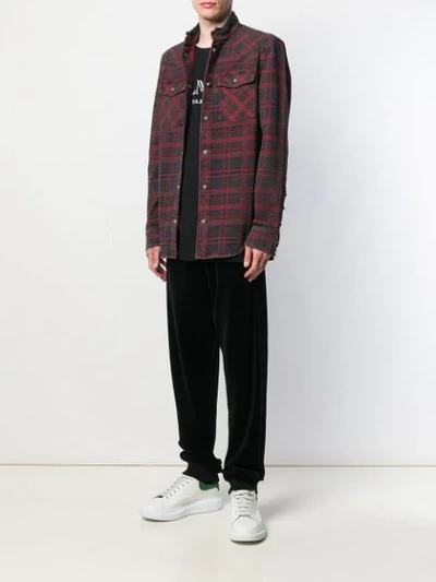 Shop Balmain Checked Shirt In Red