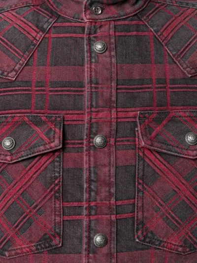 Shop Balmain Checked Shirt In Red