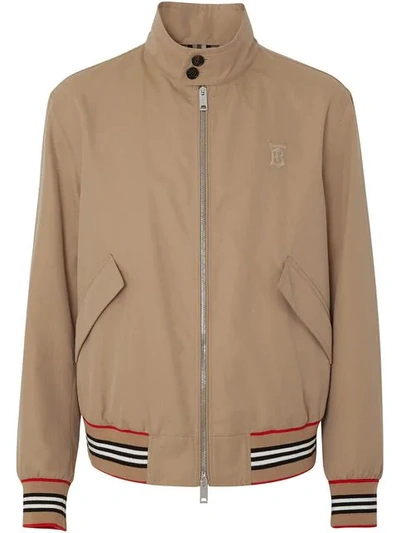 Shop Burberry Icon Stripe Detail Bomber Kacket In Neutrals
