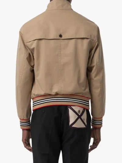 Shop Burberry Icon Stripe Detail Bomber Kacket In Neutrals