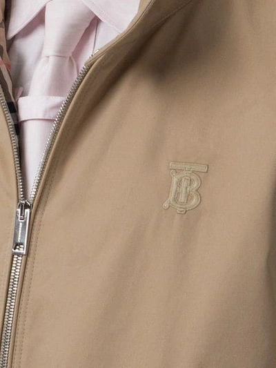 Shop Burberry Icon Stripe Detail Bomber Kacket In Neutrals