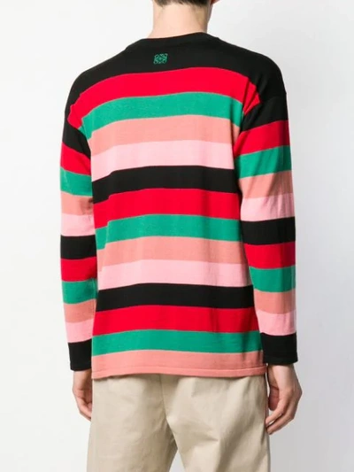 Shop Loewe Striped Fine Knit Sweater In Red