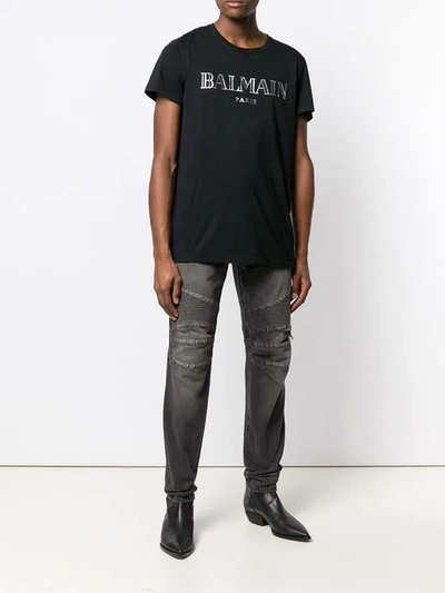 Shop Balmain Biker Jeans In Black