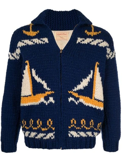 Pre-owned Fake Alpha Vintage 1960s  Intarsia-knit Cardigan In Blue