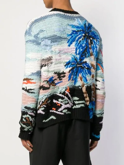Shop Valentino Tropical Jacquard-knit Jumper In Blue