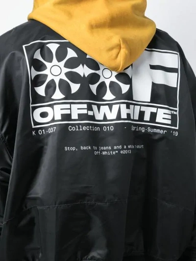 Shop Off-white Oversized Hooded Bomber Jacket In Black