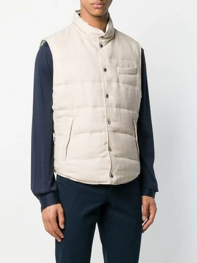 Shop Brunello Cucinelli Reversible Padded Gilet - Neutrals