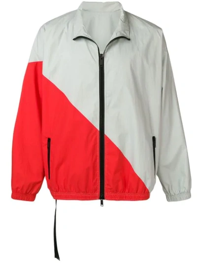 Ben Taverniti Unravel Project Unravel Grey And Red Cotton Motion Windbreaker Jacket In Grey